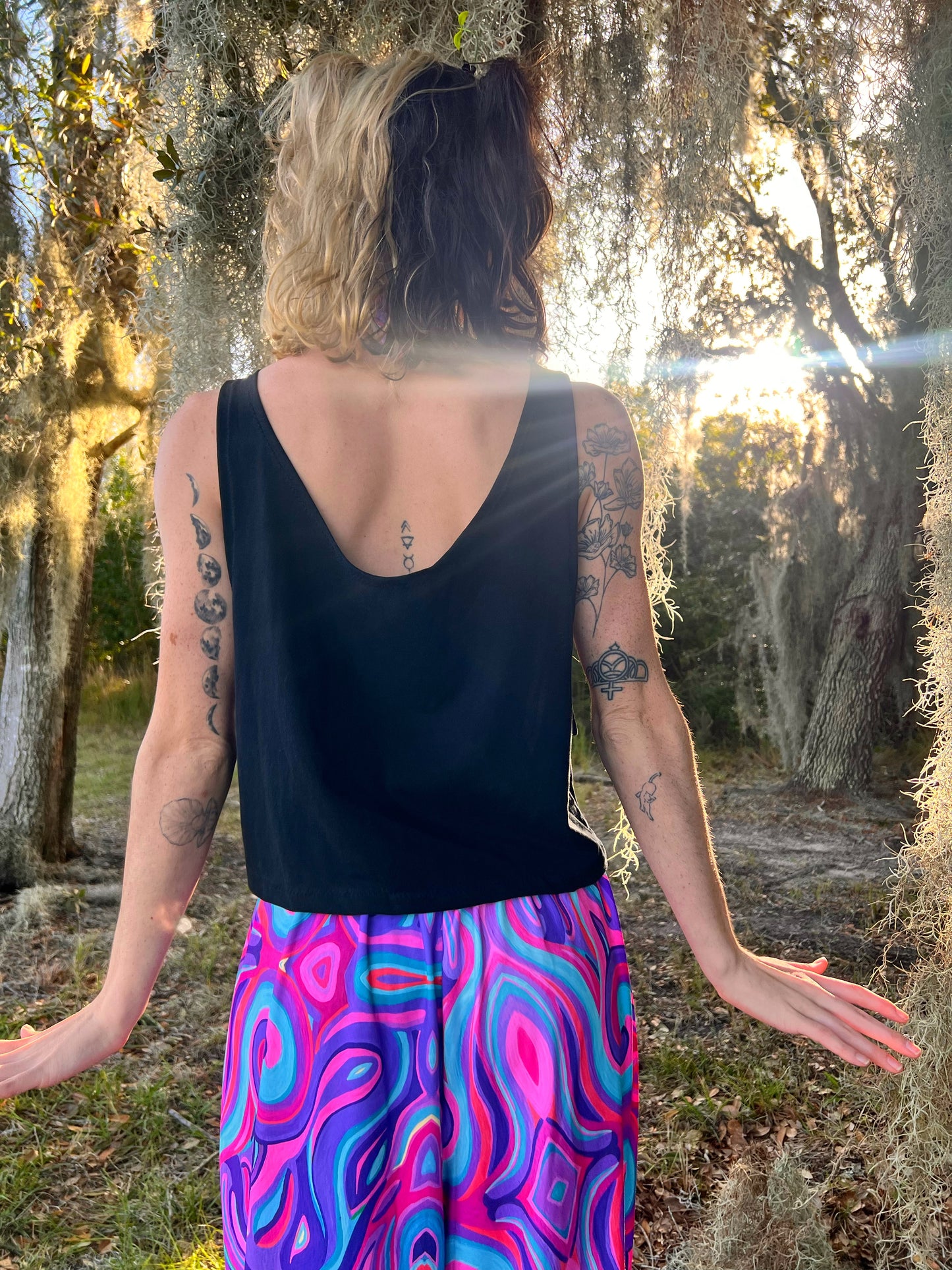 UP-CYCLED Black "We Rave In Peace" Amethyst Art Print Tank Top