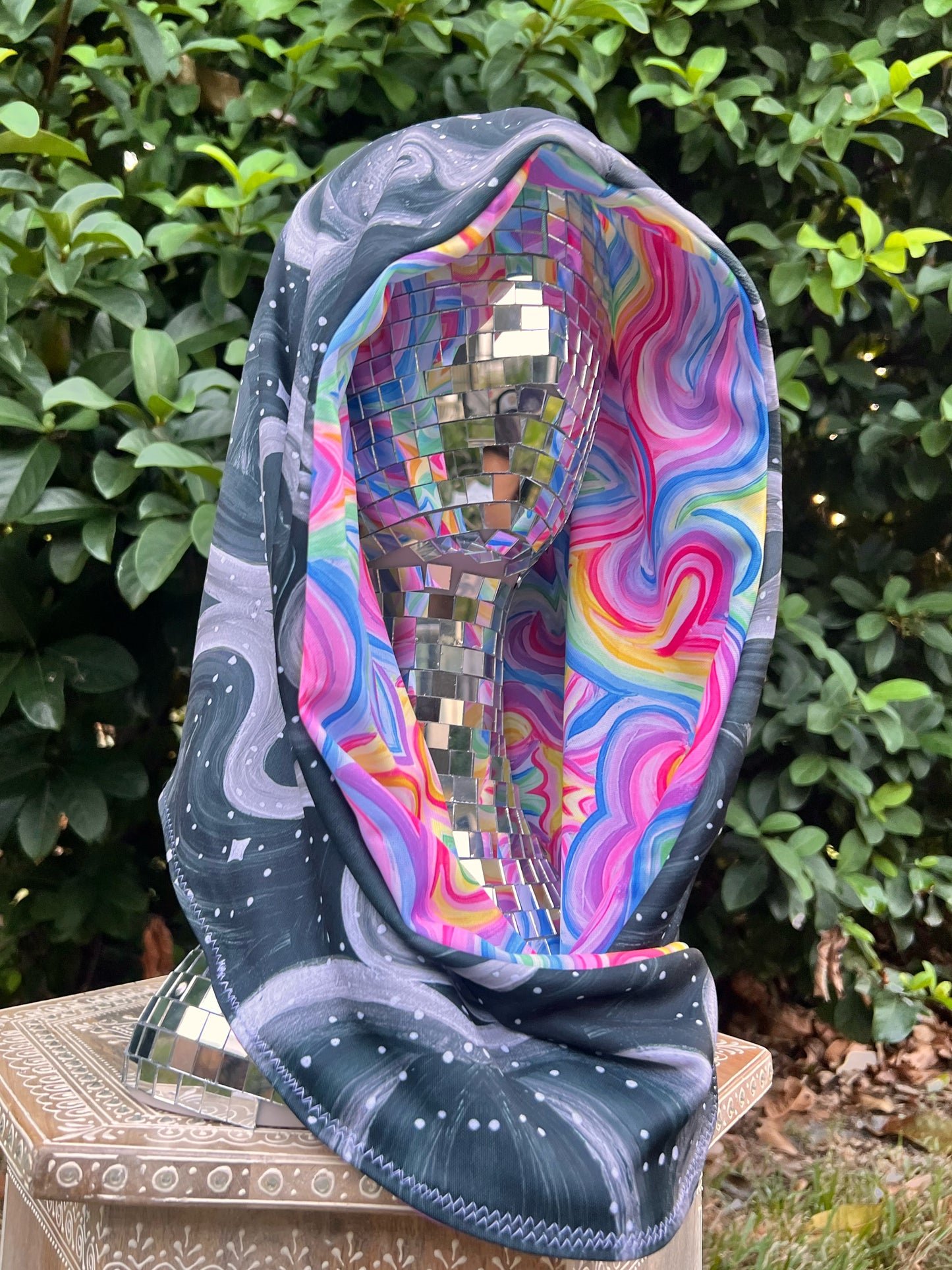 Reversible Rave Hood: "Cosmic" x "Unicorn" Hand-Painted Designs