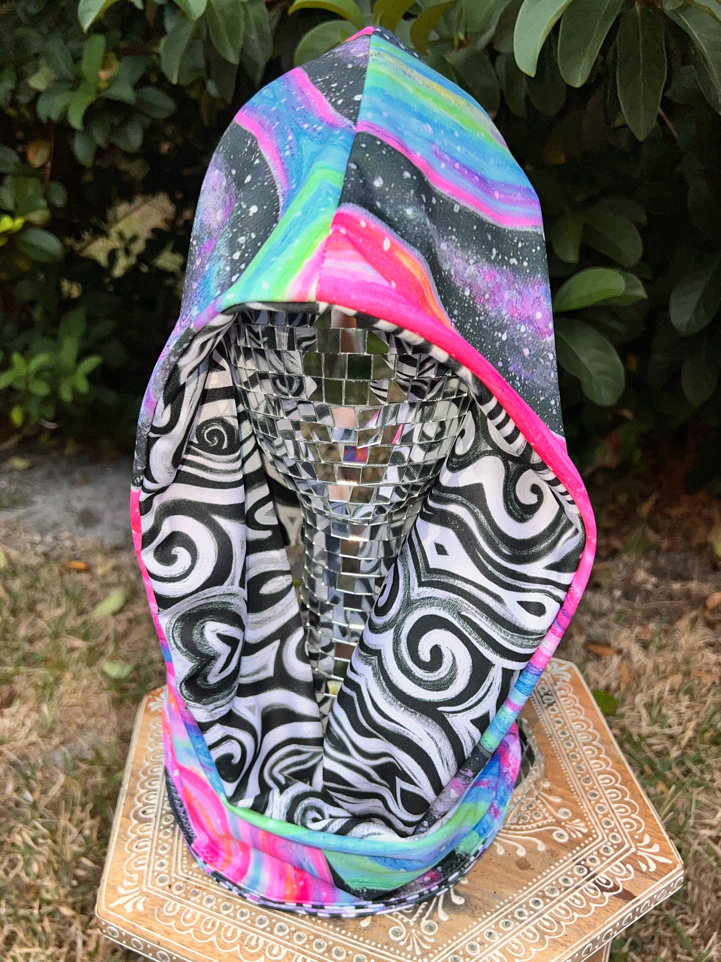 Reversible Hood: "Celestial" x "Time Travel Hand-Painted Design