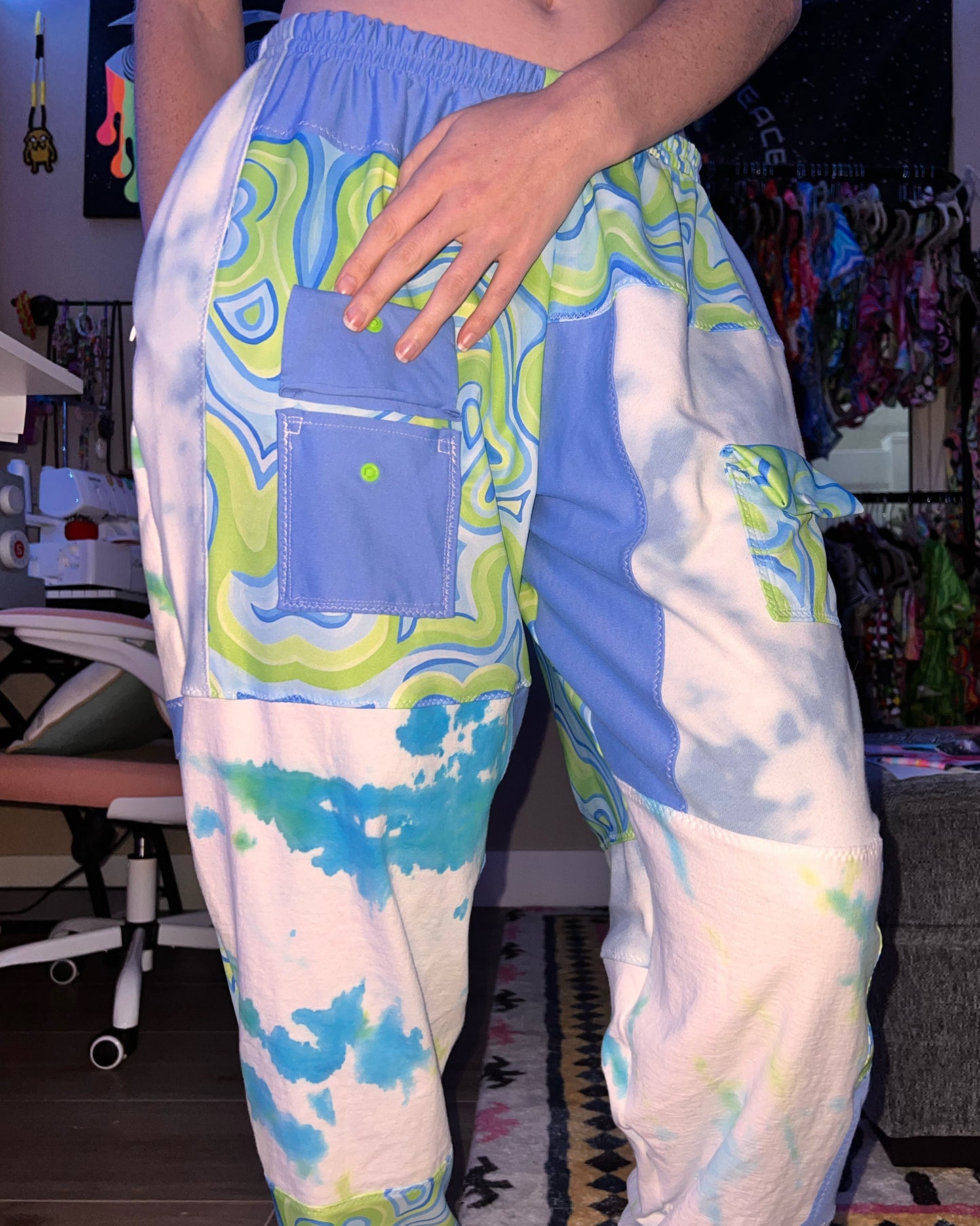 Patchwork Cargo Flow Pants "Slushee" Design