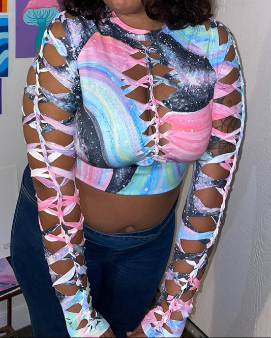 "Celestial" Braided Long Sleeve Crop (Ready To Ship)