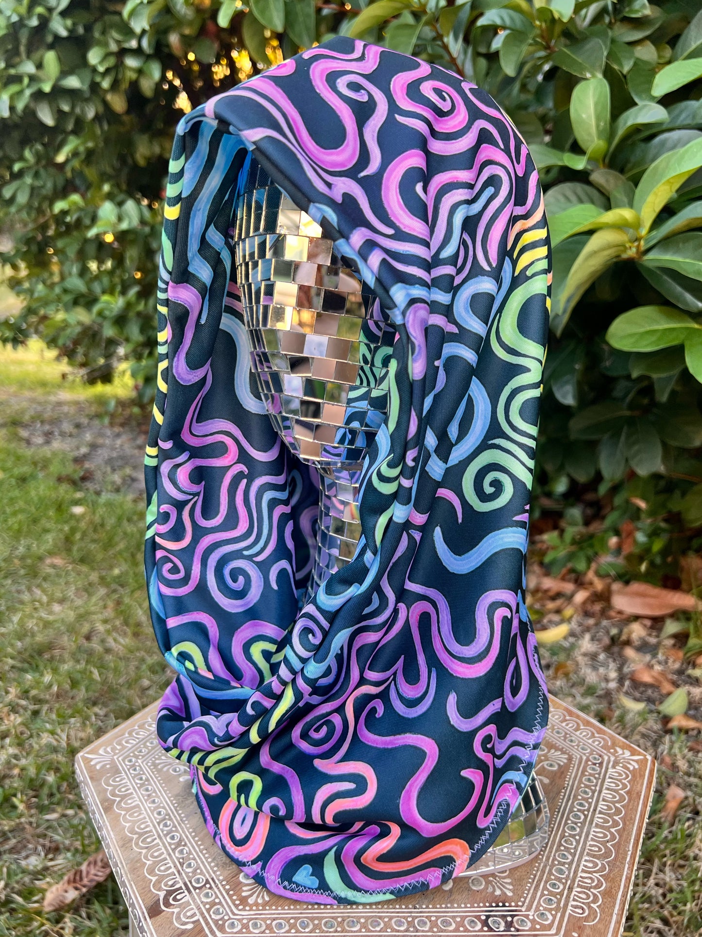 Reversible Rave Hood: "Glow" Hand-Painted Design
