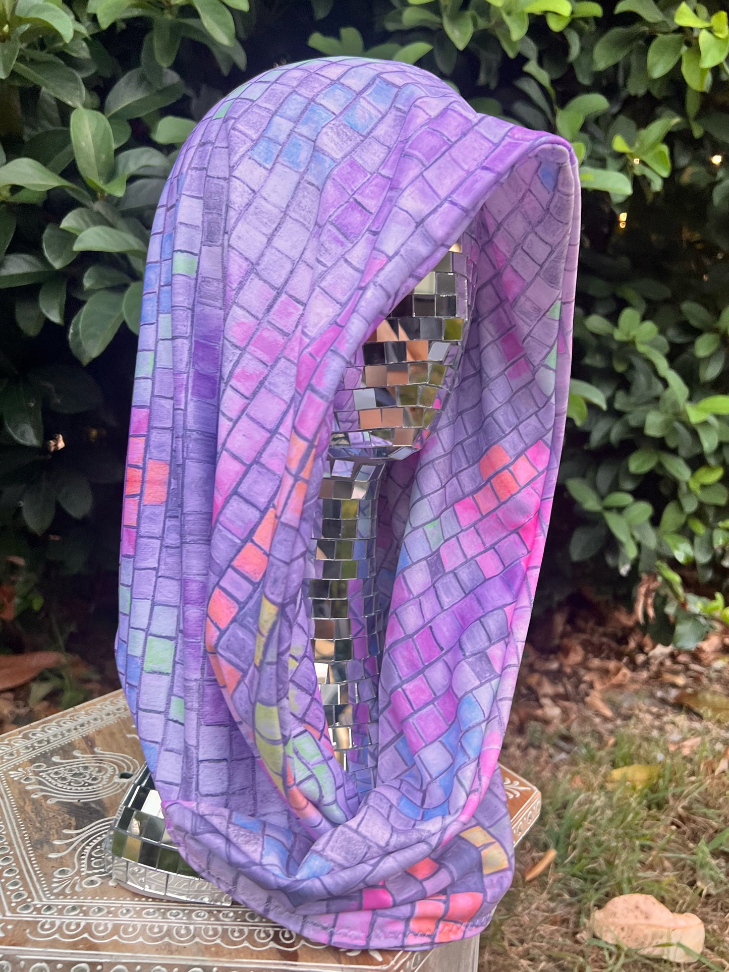 Reversible Hood: "Disco Kitty" Hand-Painted Design
