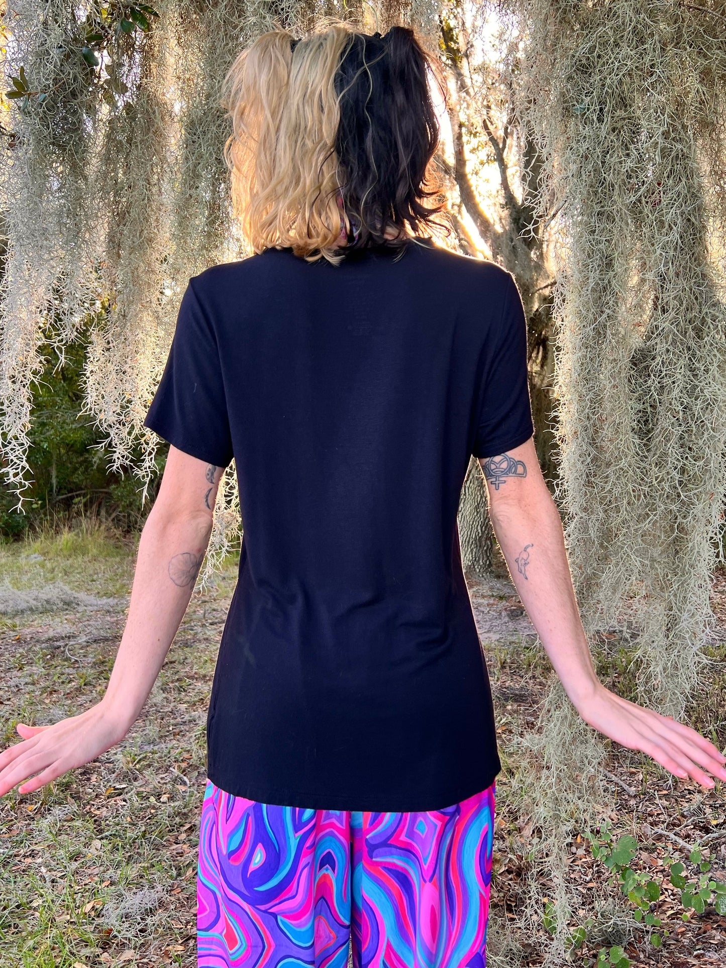 UP-CYCLED Black "Kindness Is Contagious" Amethyst Art Print T-Shirt