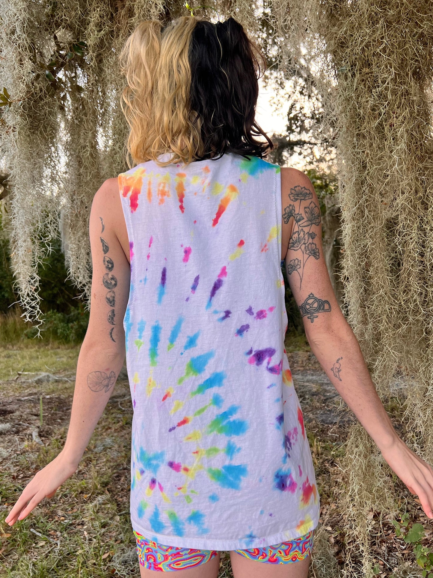UP-CYCLED Rainbow Hand Tie Dyed "Kindness is Contagious" Tank Top