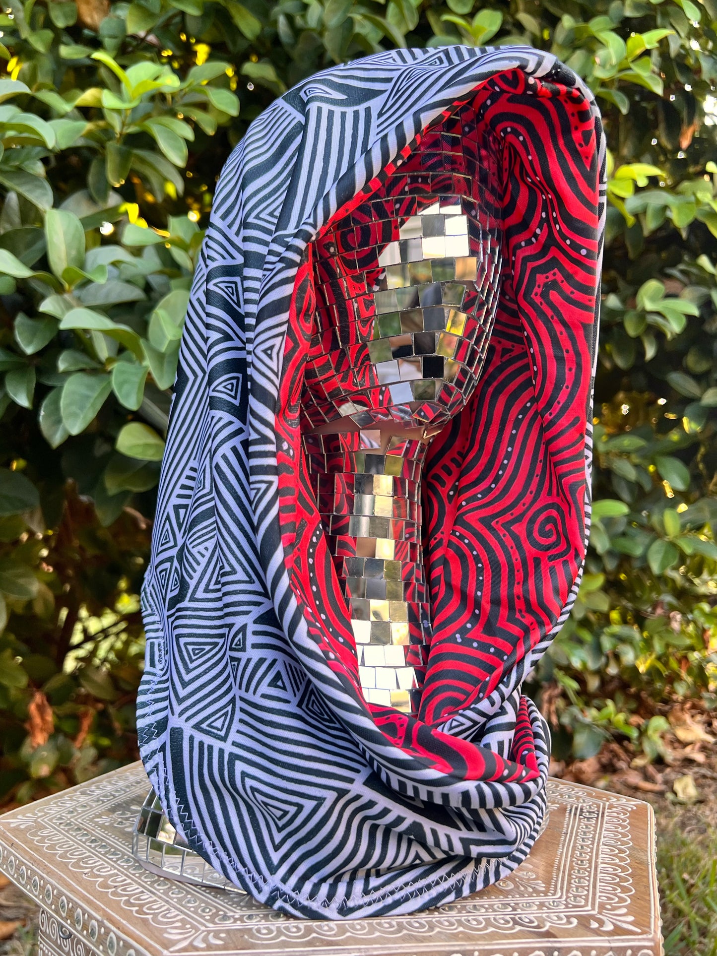 Reversible Rave Hood: "Hypnosis" x "Helix" Hand-Painted Designs