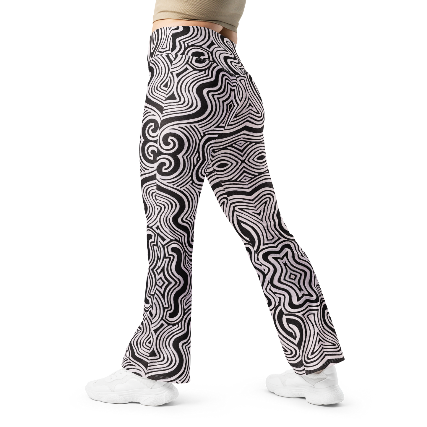 High Waisted Yoga Pants (+Internal Pocket)- "Record Player" Design