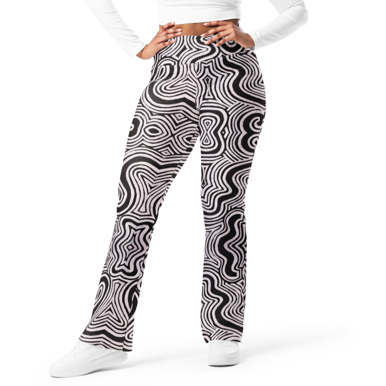 High Waisted Yoga Pants (+Internal Pocket)- "Record Player" Design