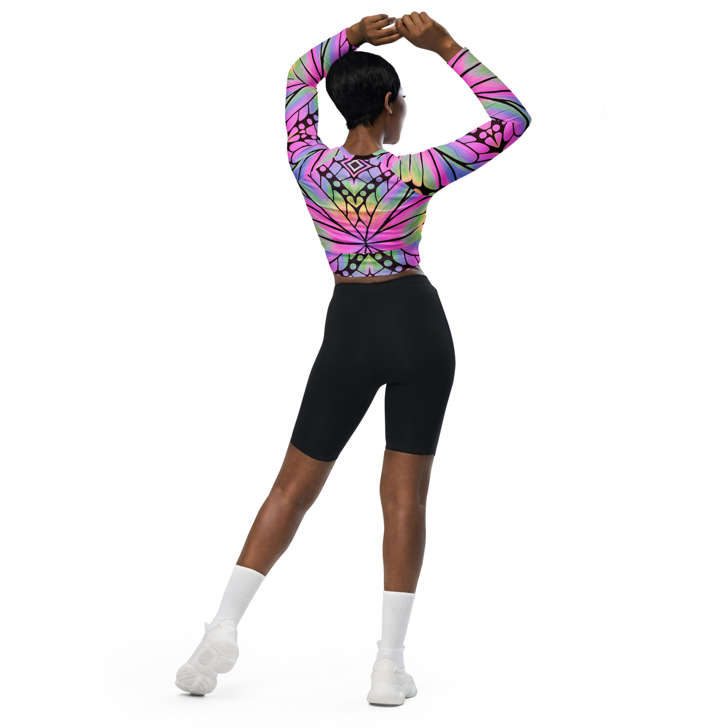 Long Sleeve Crop Top- "Butterfly" Design