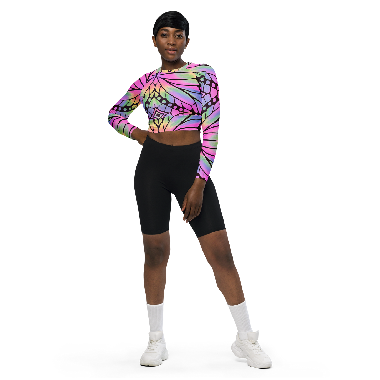 Long Sleeve Crop Top- "Butterfly" Design