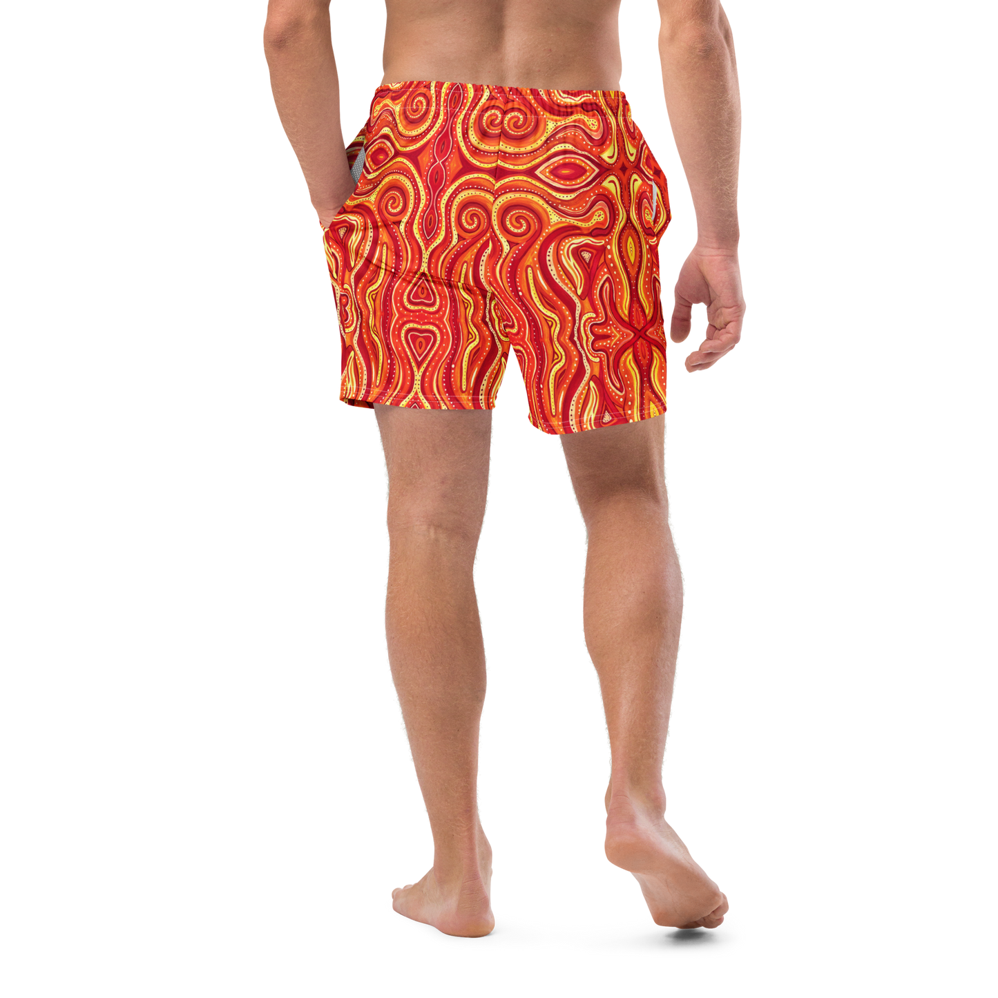 Swim Trunks (+Secret Internal Pocket)- "Ember" Design