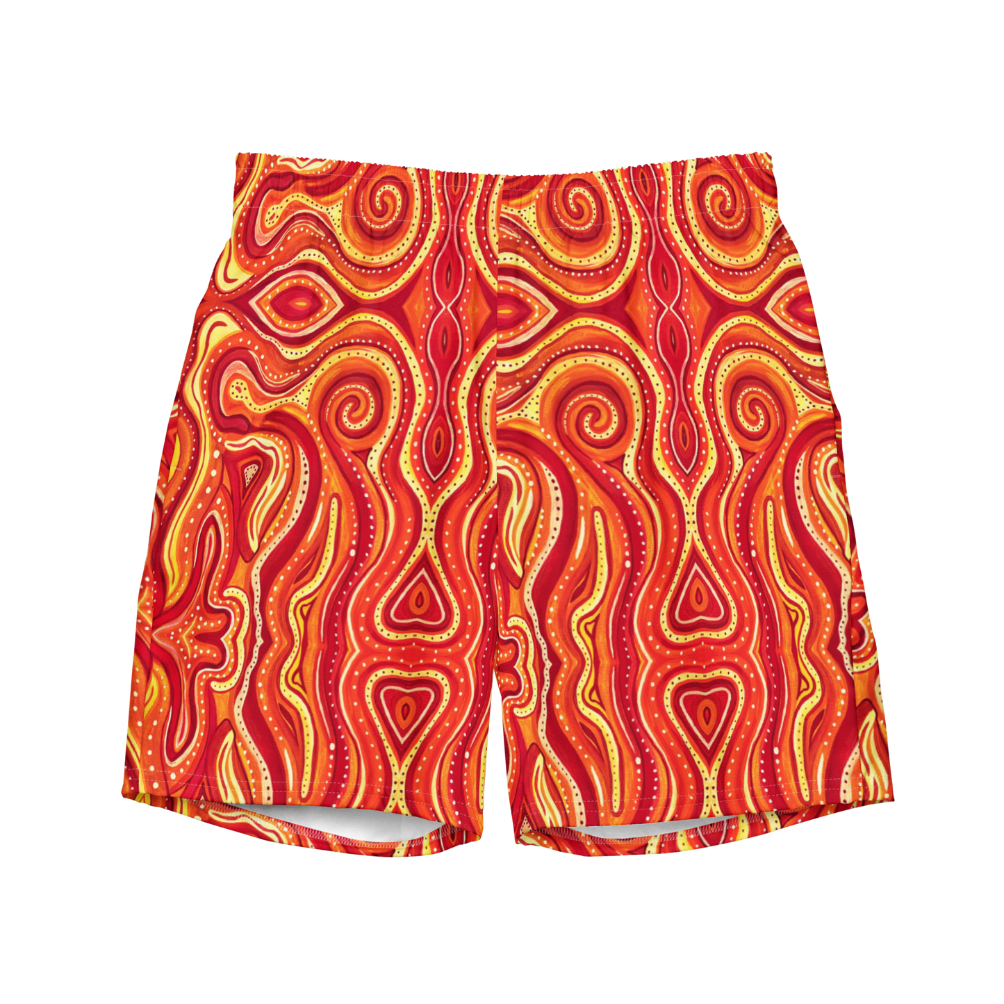 Swim Trunks (+Secret Internal Pocket)- "Ember" Design