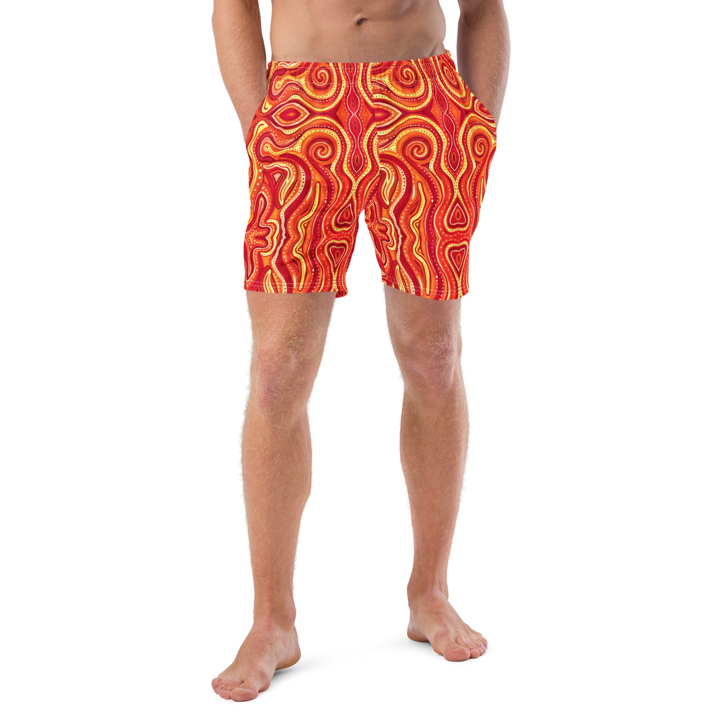 Swim Trunks (+Secret Internal Pocket)- "Ember" Design
