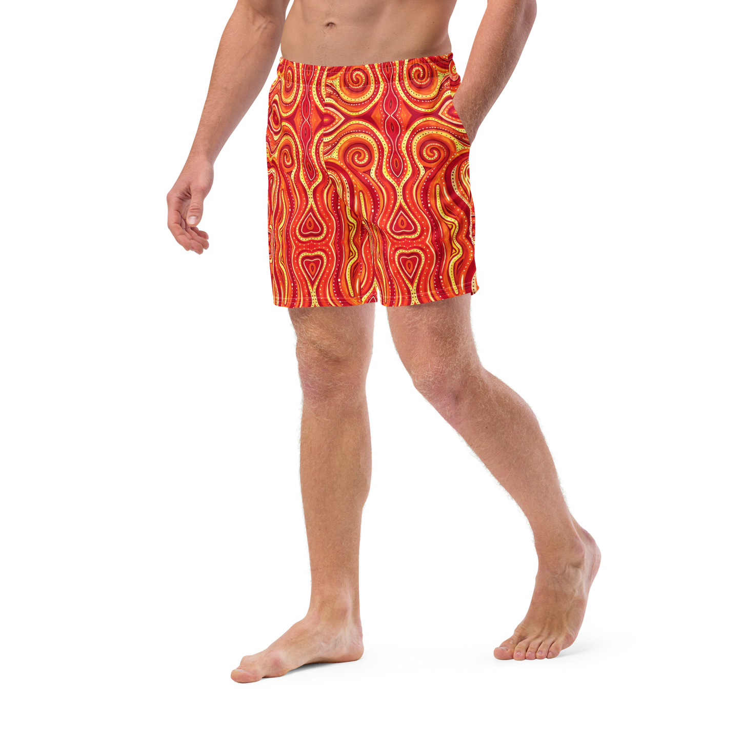Swim Trunks (+Secret Internal Pocket)- "Ember" Design