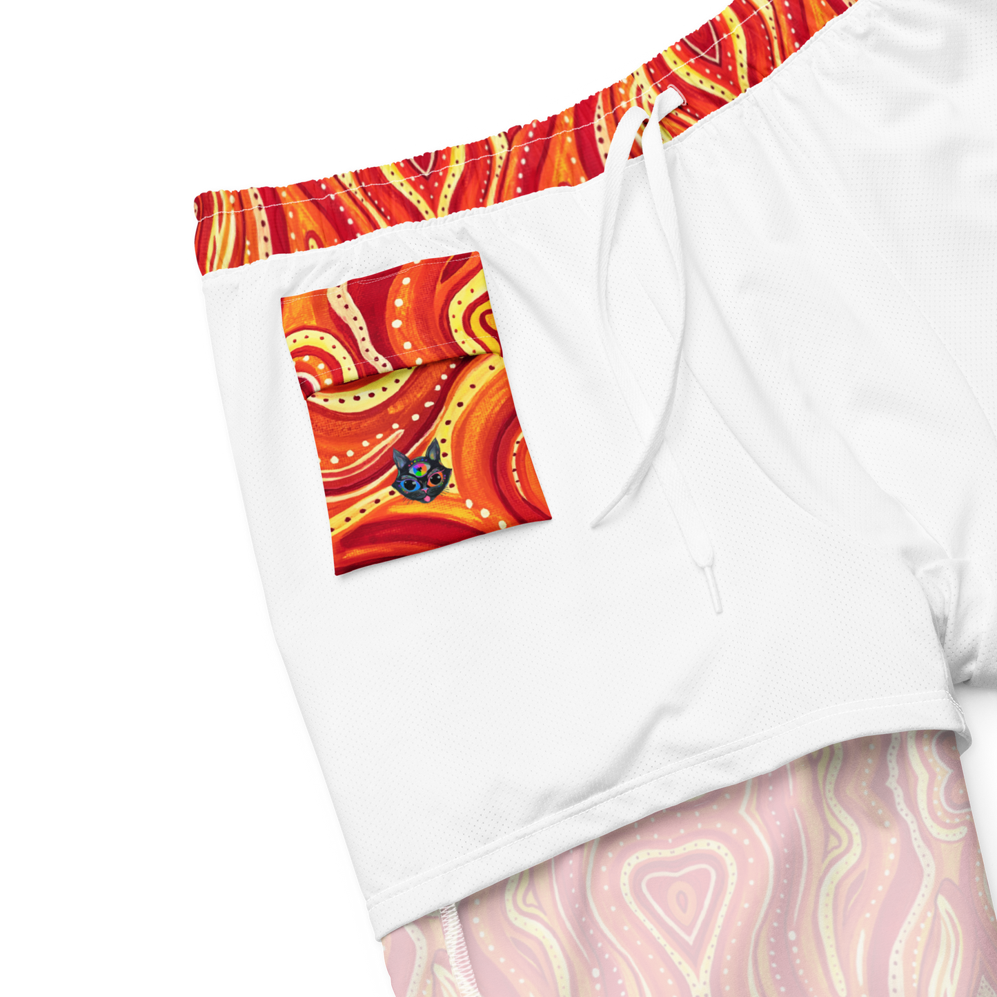 Swim Trunks (+Secret Internal Pocket)- "Ember" Design
