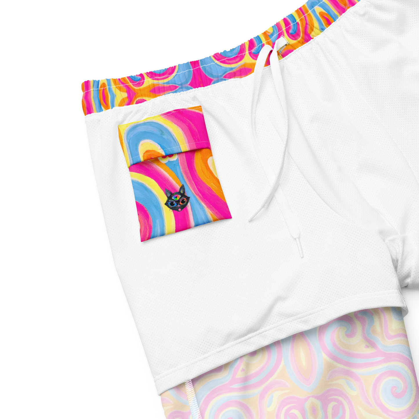 Swim Trunks (+Secret Internal Pocket)- "Magic Stamps" Design