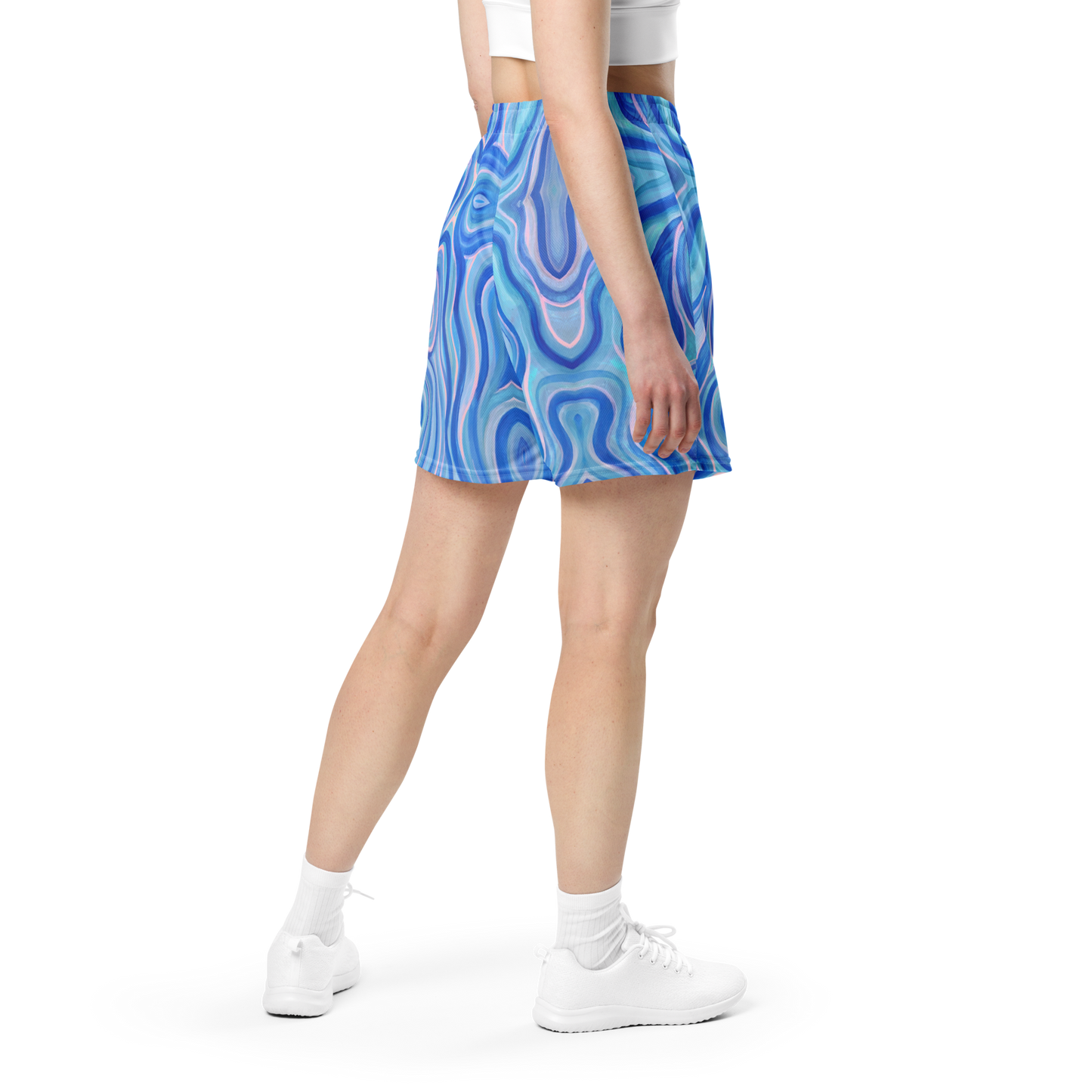 Soft Athletic Shorts (100% Recycled Material)- "Aqua" Design