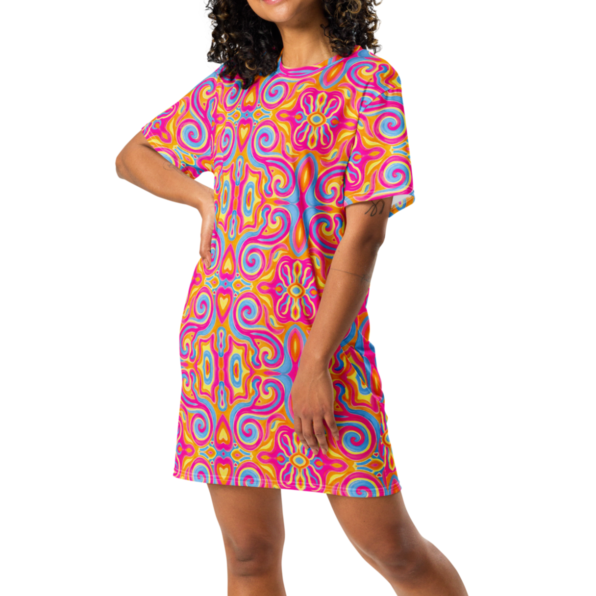 T-Shirt Dress- "Magic Stamps" Design