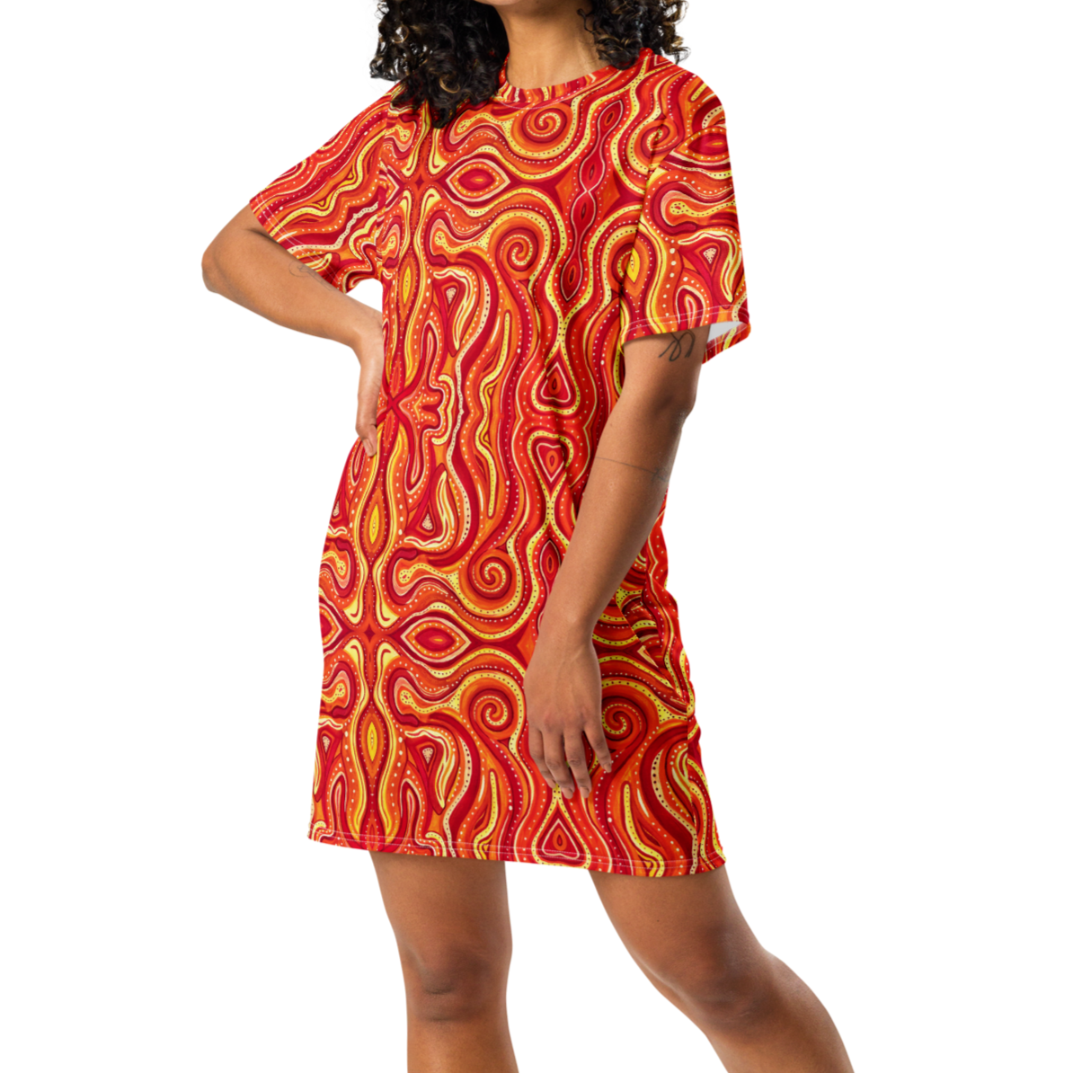 T-Shirt Dress- "Ember" Design