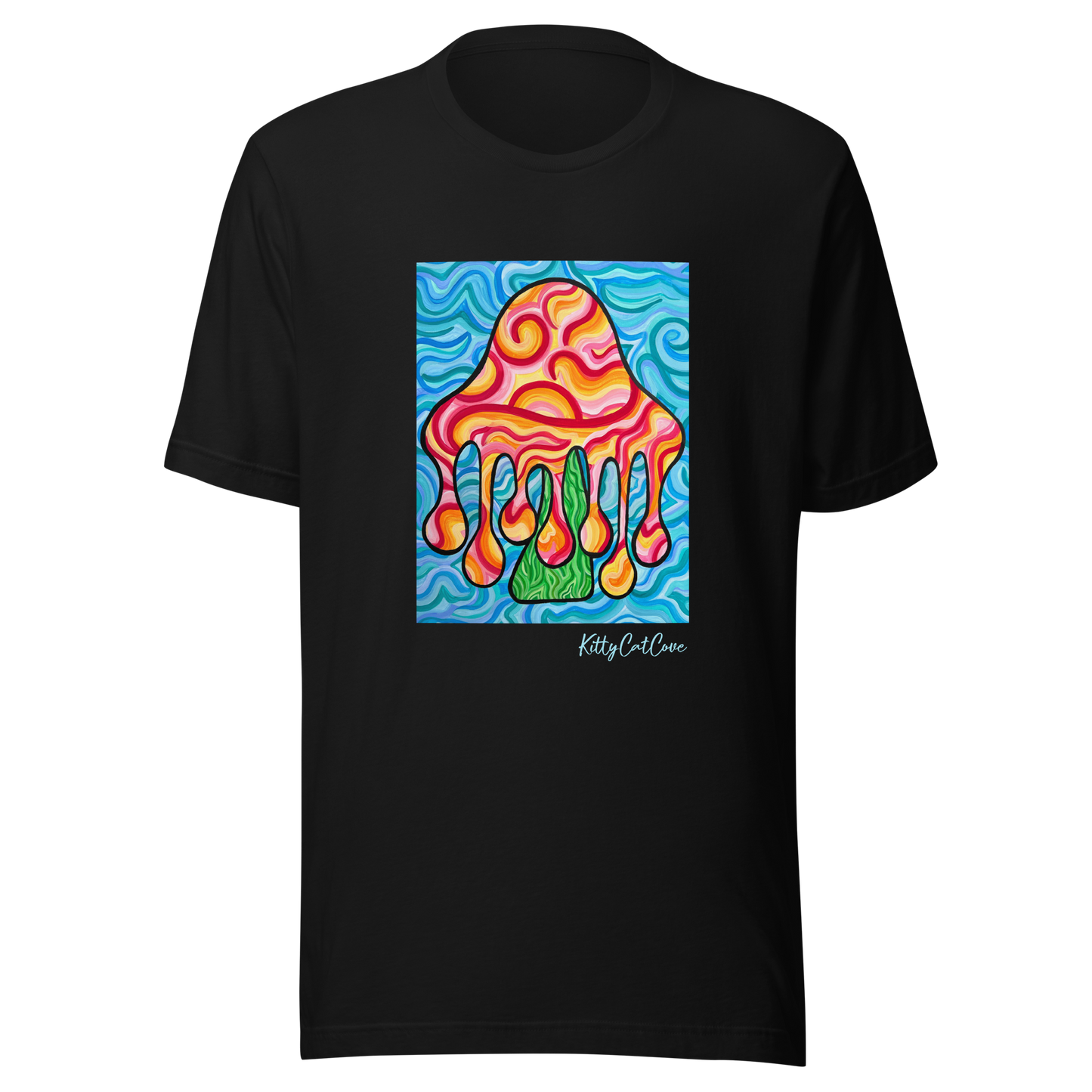 "Shroomie Sunset" Hand-Painted Art Print T-Shirt (Recycled Material)