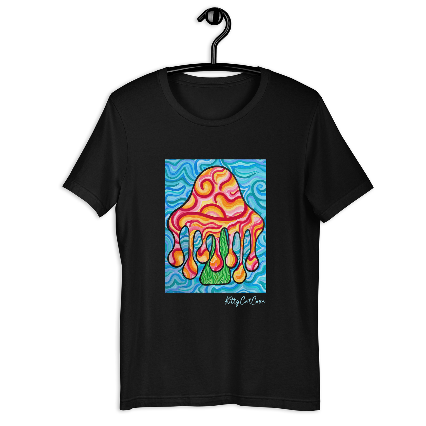 "Shroomie Sunset" Hand-Painted Art Print T-Shirt (Recycled Material)