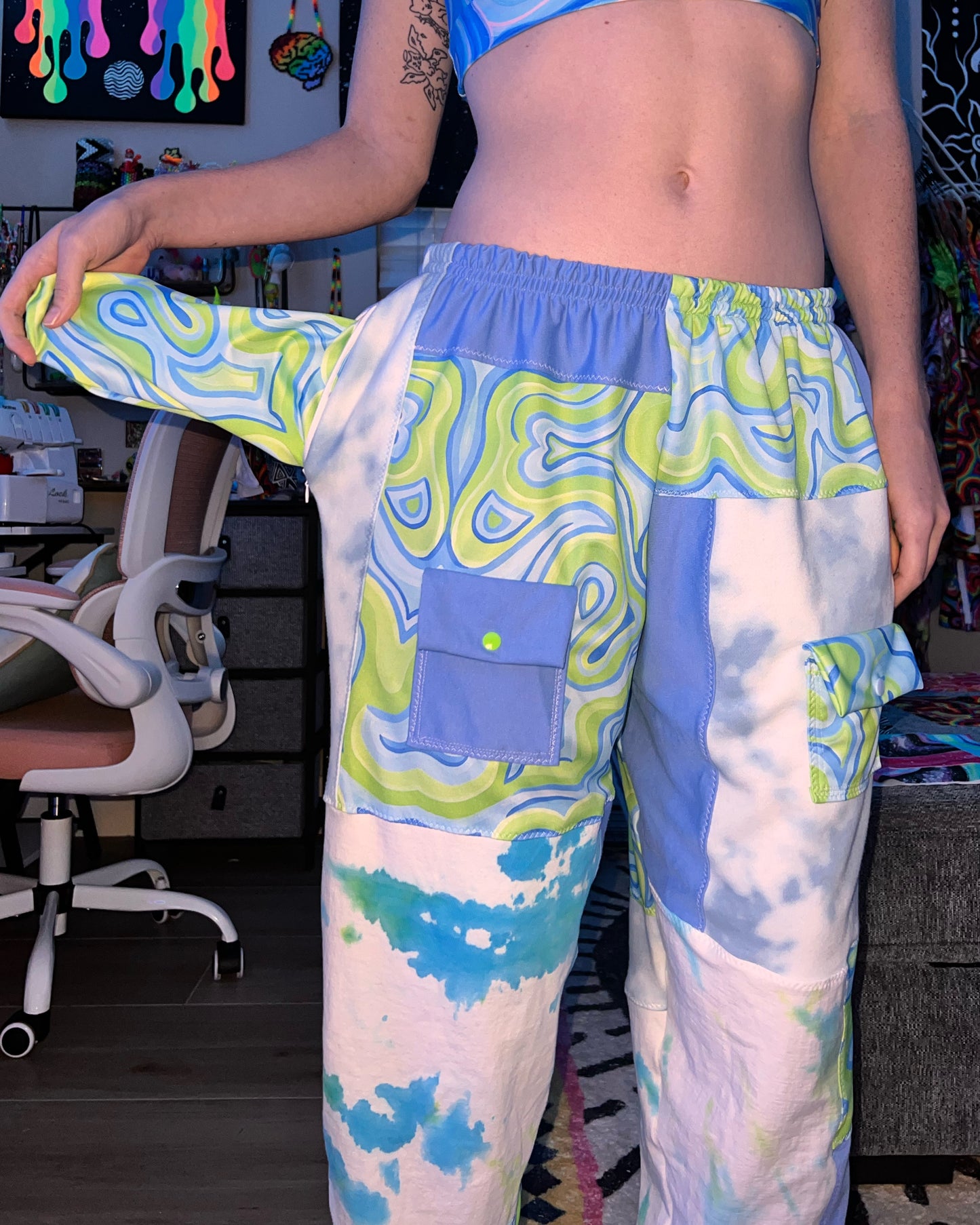 Patchwork Cargo Flow Pants "Slushee" Design