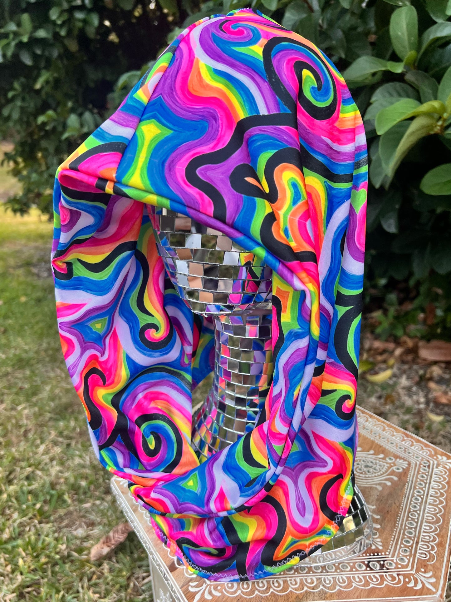 Reversible Hood: "Electric" Hand-Painted Design