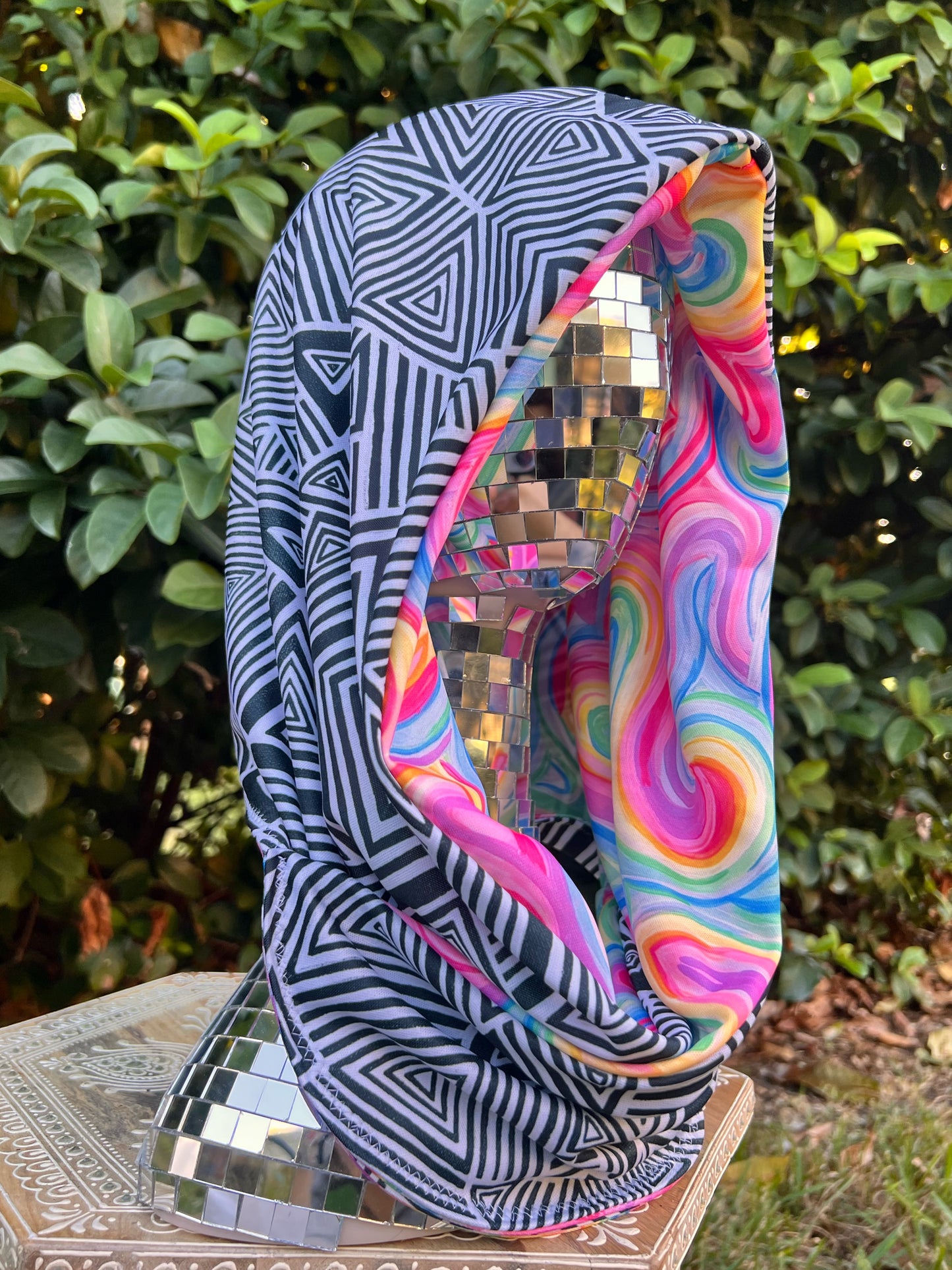 Reversible Rave Hood: "Unicorn" x "Helix" Hand-Painted Designs