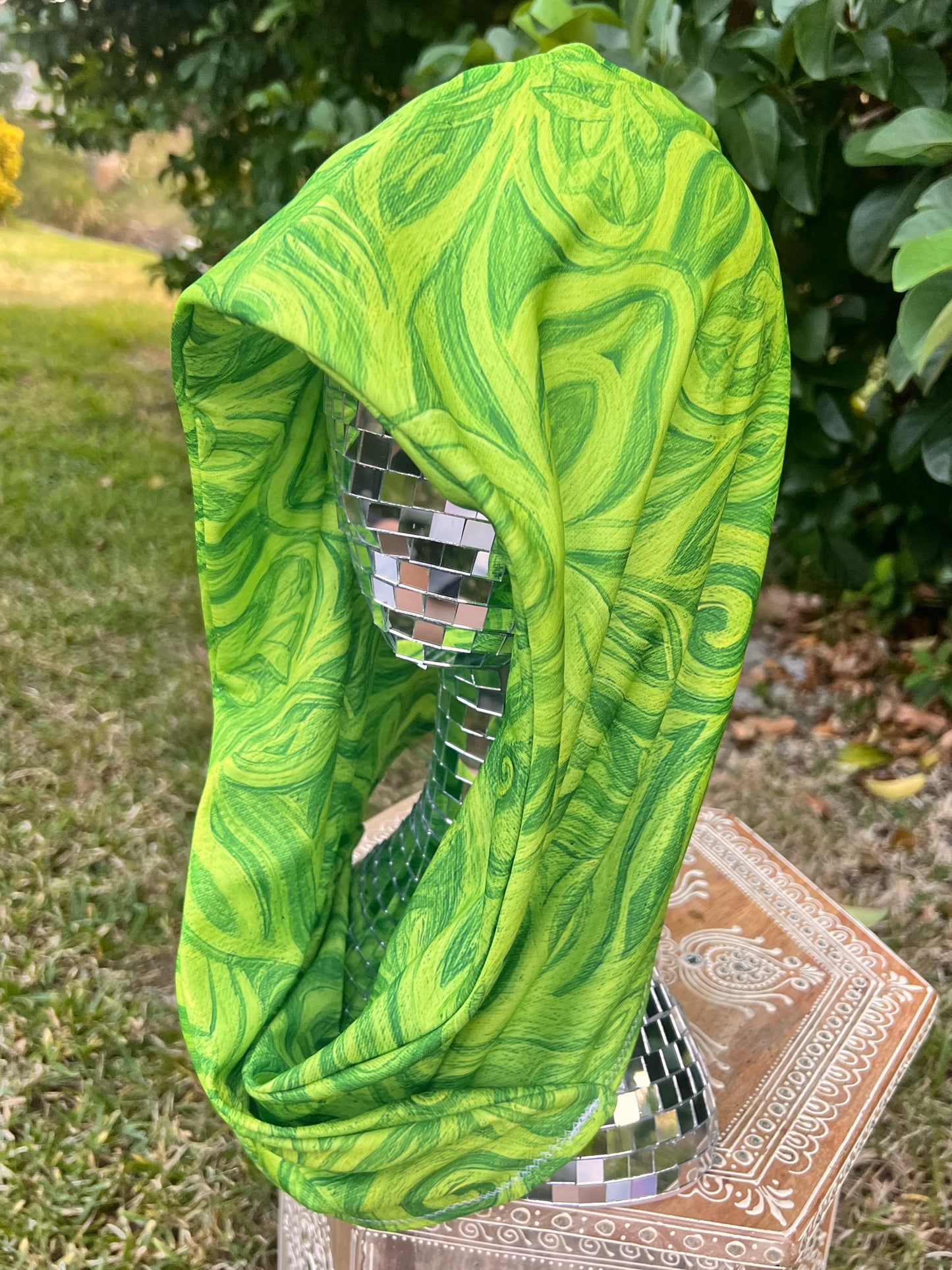Reversible Hood: "Sprout" Hand-Painted Design