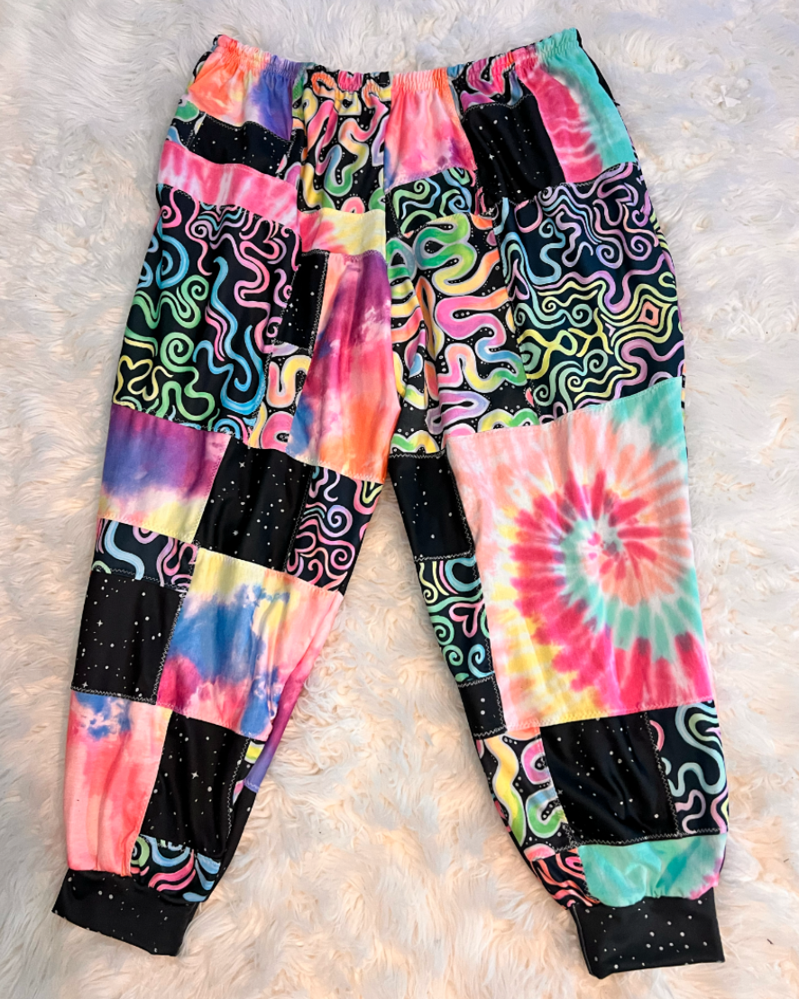 "Neon Glow" Patchwork Flow Pants
