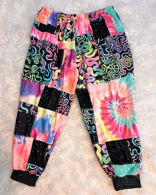 "Neon Glow" Patchwork Flow Pants