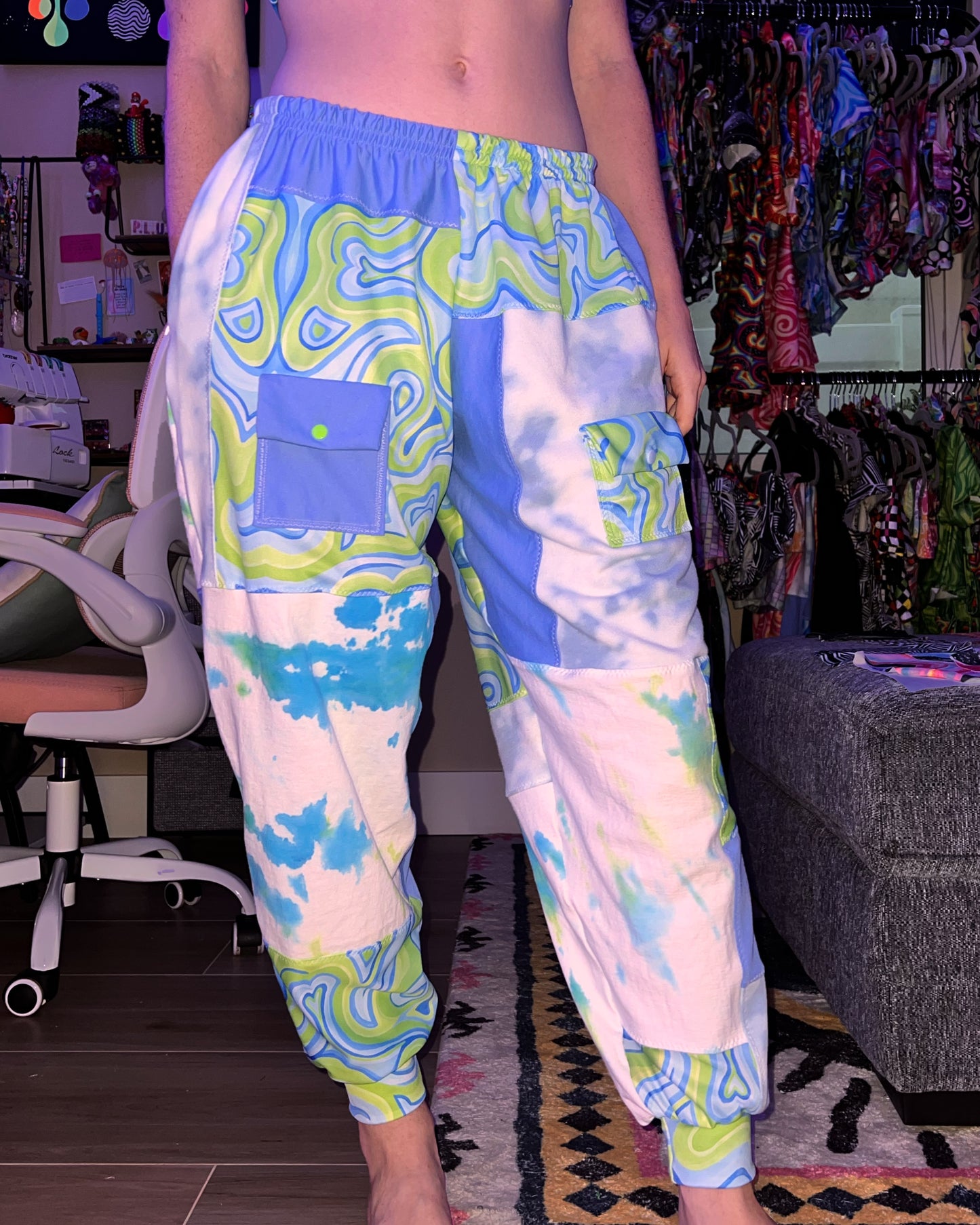 Patchwork Cargo Flow Pants "Slushee" Design