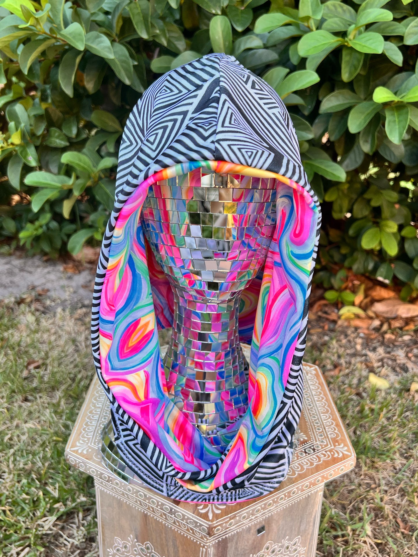 Reversible Rave Hood: "Unicorn" x "Helix" Hand-Painted Designs
