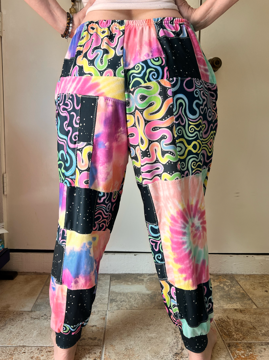 "Neon Glow" Patchwork Flow Pants