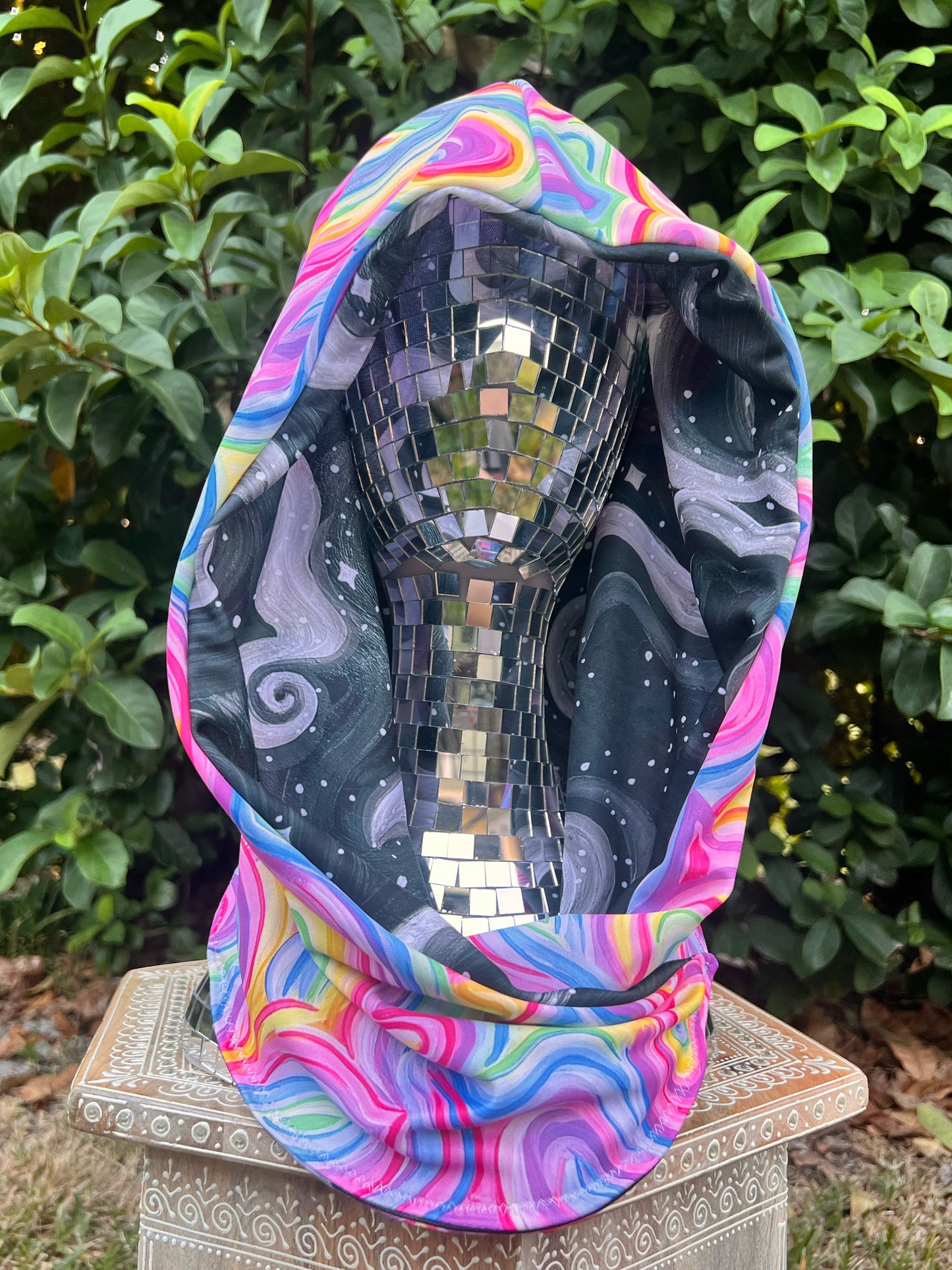 Reversible Rave Hood: "Cosmic" x "Unicorn" Hand-Painted Designs