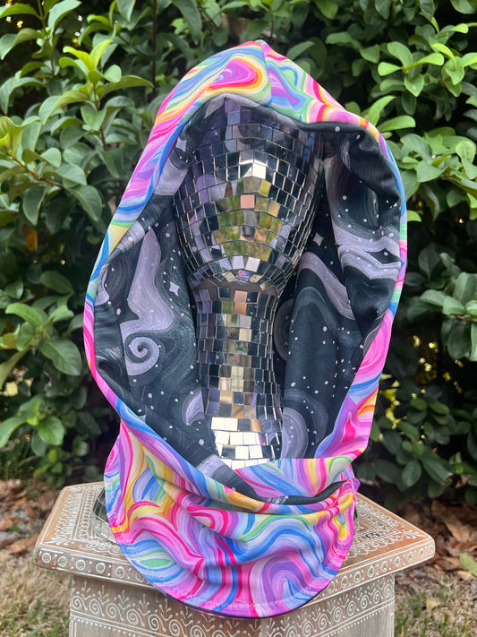 Reversible Rave Hood: "Cosmic" x "Unicorn" Hand-Painted Designs