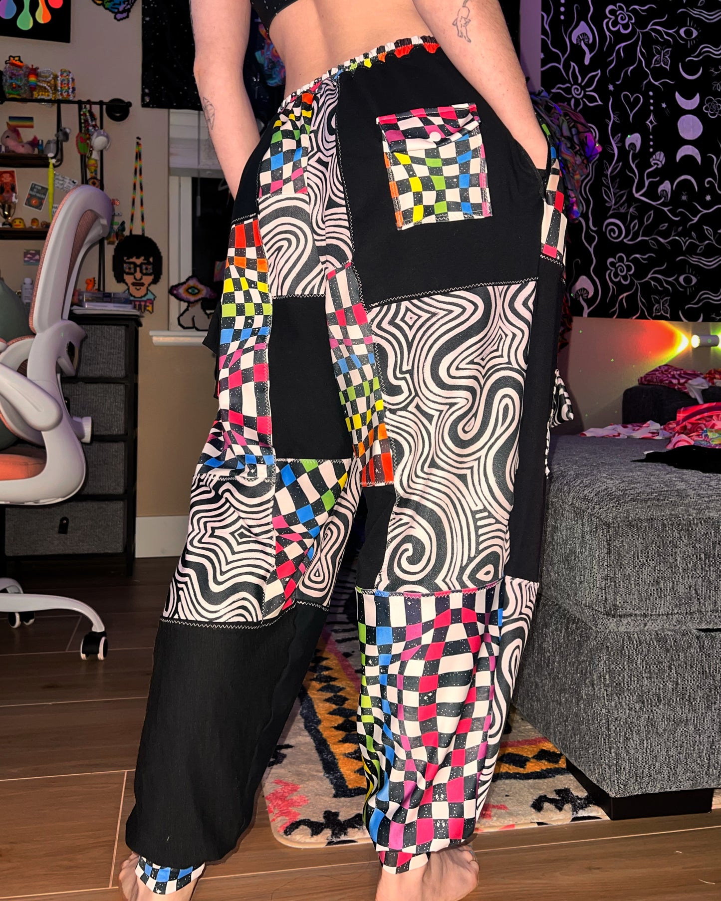 Patchwork Cargo Flow Pants "Space Track" Design