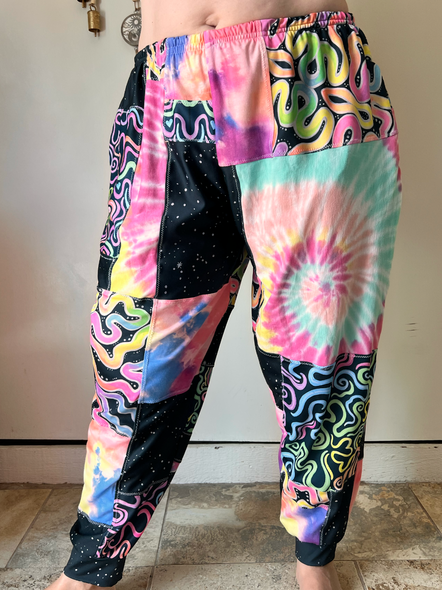 "Neon Glow" Patchwork Flow Pants