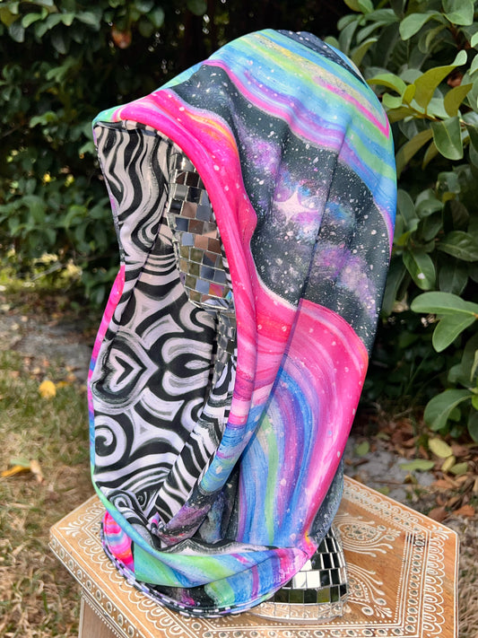 Reversible Hood: "Celestial" x "Time Travel Hand-Painted Design