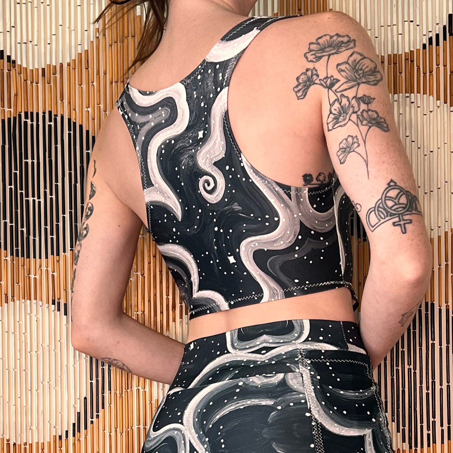 "Cosmic" Stretchy Vest Crop Top (Handmade)