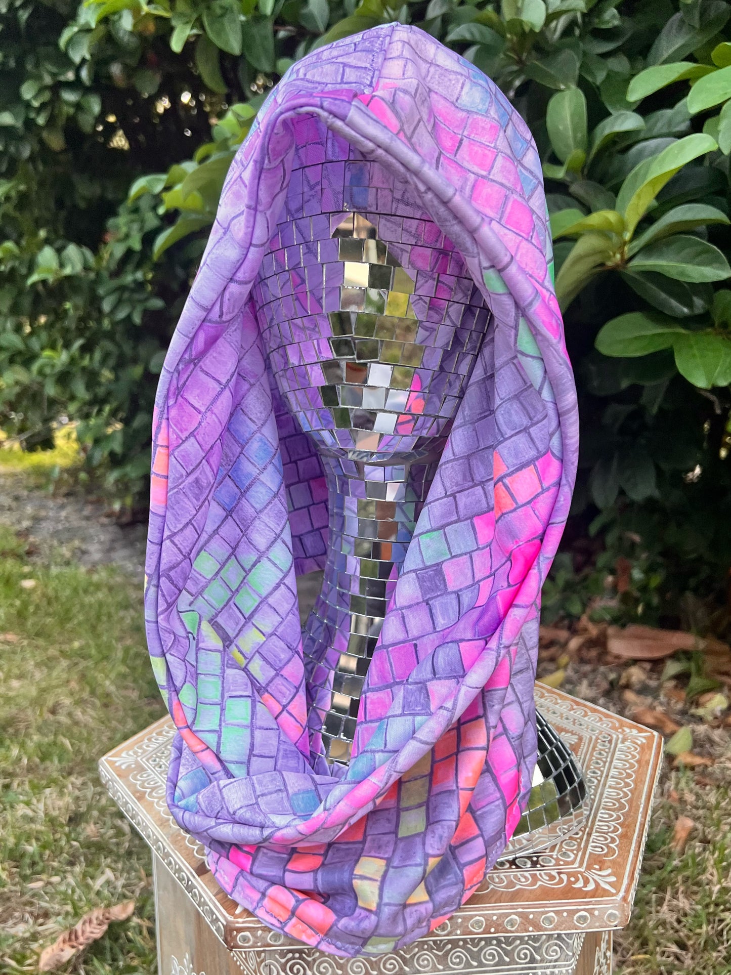 Reversible Hood: "Disco Kitty" Hand-Painted Design