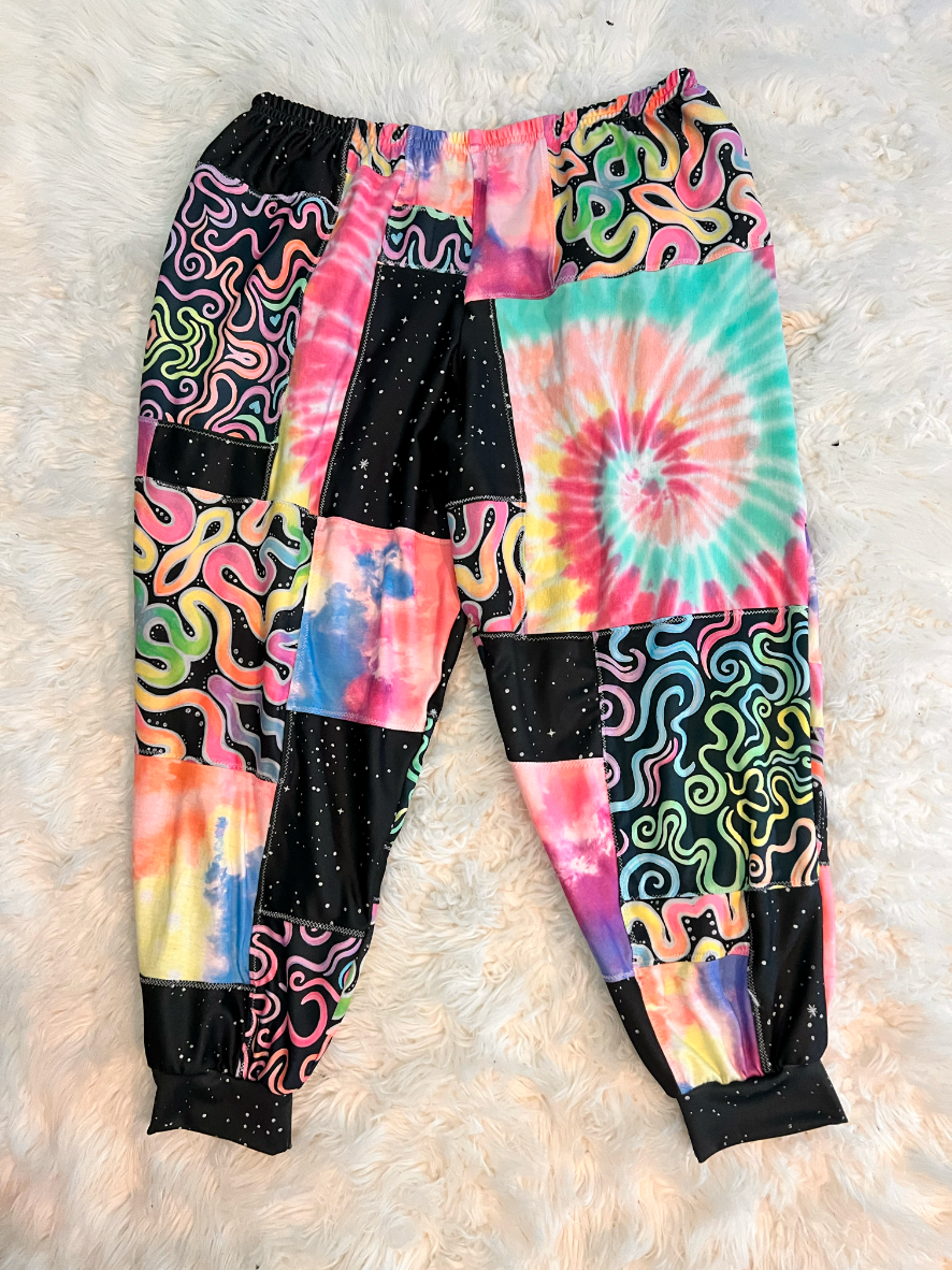 "Neon Glow" Patchwork Flow Pants