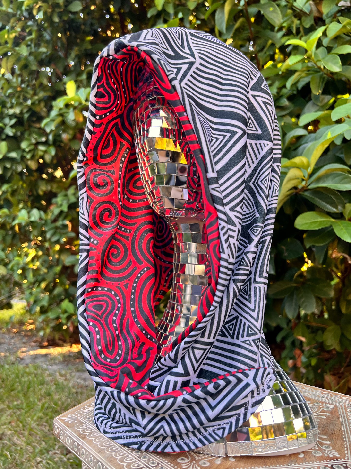 Reversible Rave Hood: "Hypnosis" x "Helix" Hand-Painted Designs