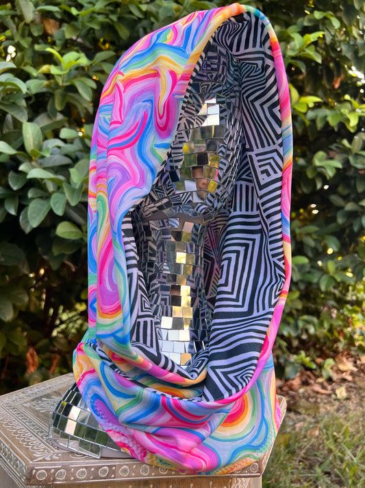 Reversible Rave Hood: "Unicorn" x "Helix" Hand-Painted Designs