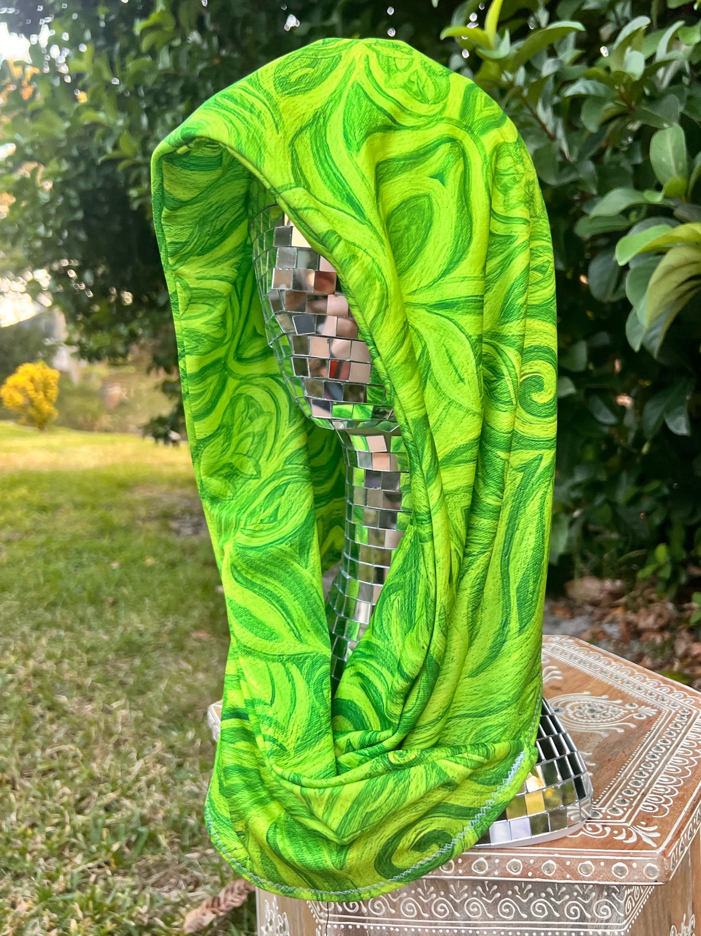 Reversible Hood: "Sprout" Hand-Painted Design