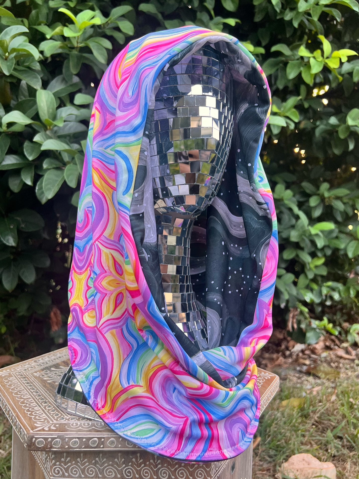 Reversible Rave Hood: "Cosmic" x "Unicorn" Hand-Painted Designs