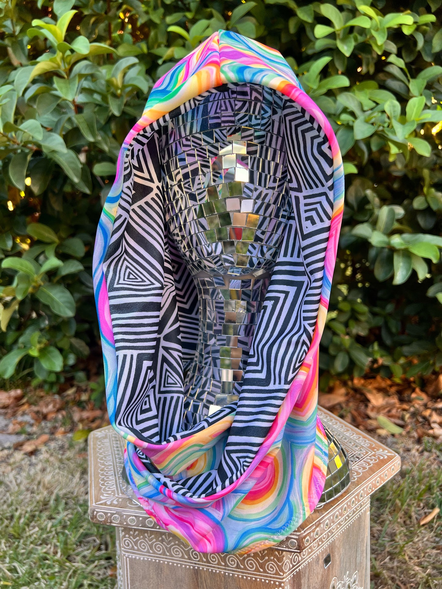 Reversible Rave Hood: "Unicorn" x "Helix" Hand-Painted Designs