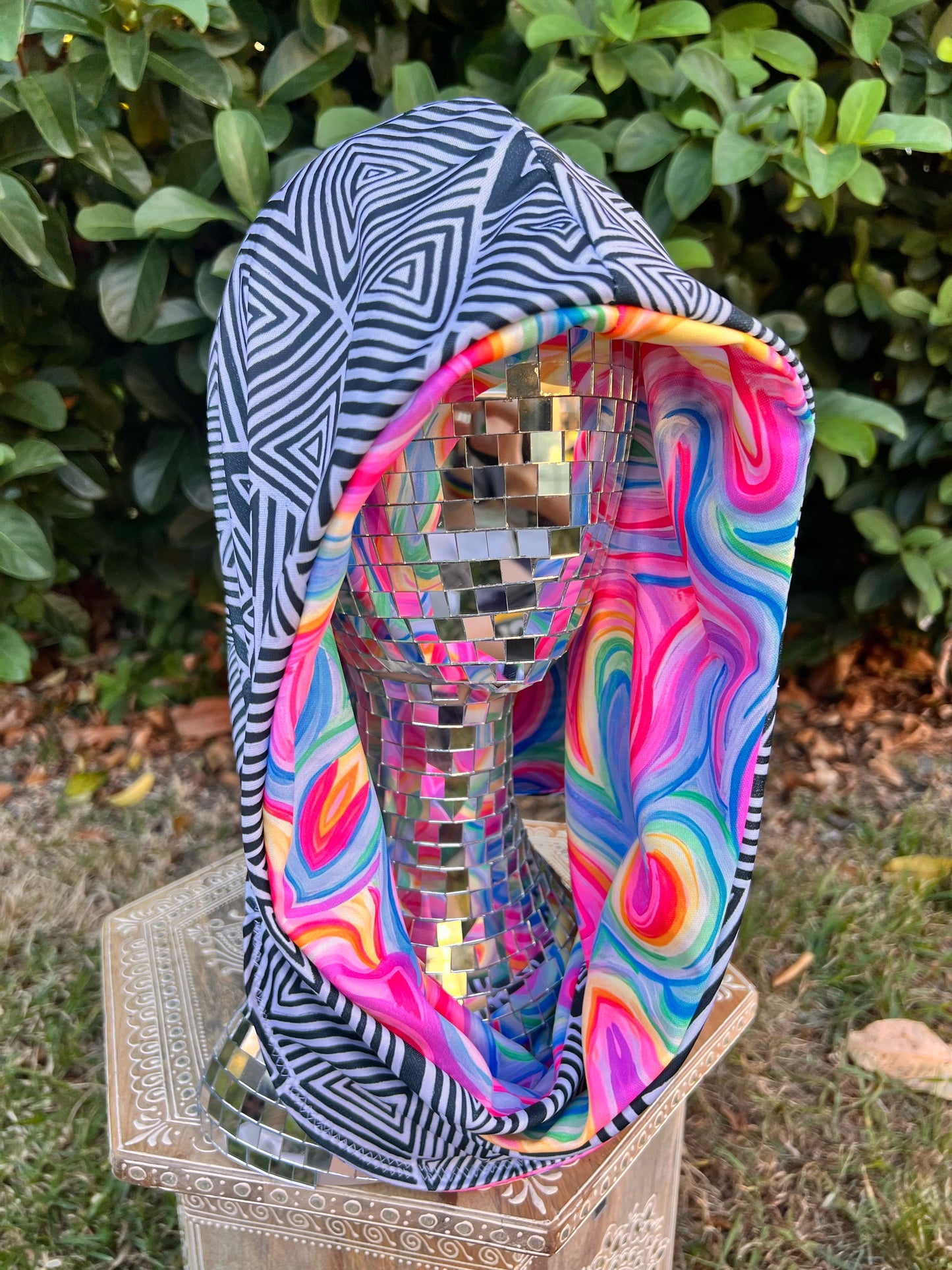 Reversible Rave Hood: "Unicorn" x "Helix" Hand-Painted Designs