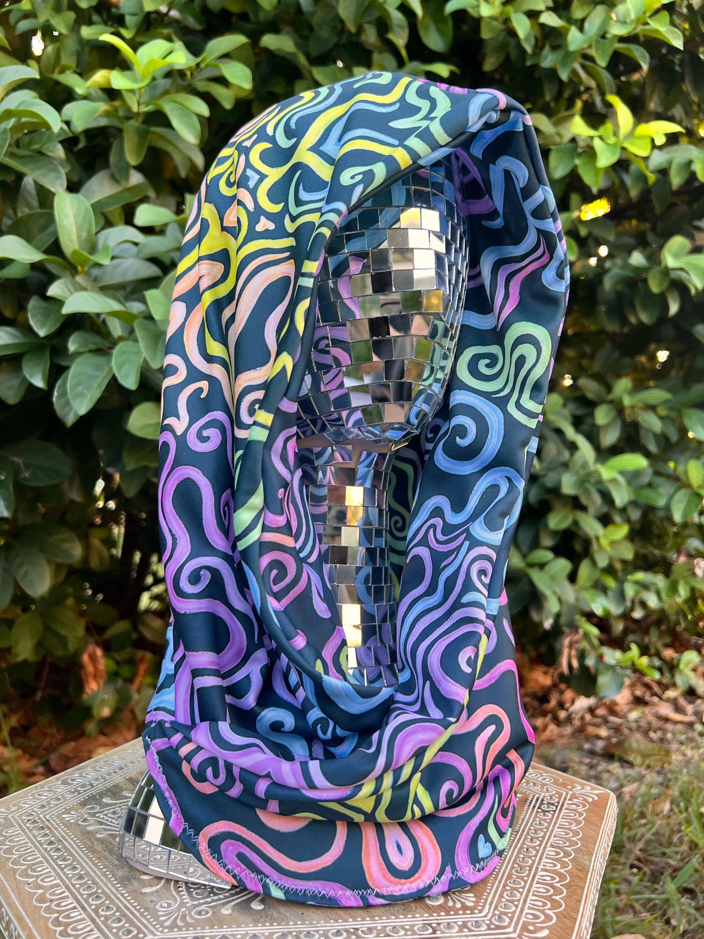 Reversible Rave Hood: "Glow" Hand-Painted Design