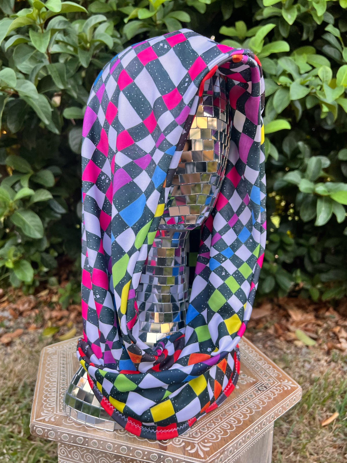 Reversible Rave Hood: "Space Track" Hand-Painted Design